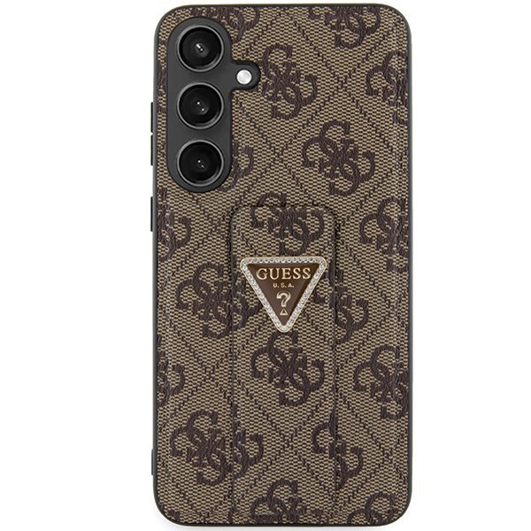 Guess GUHCS24SPGS4TDW S24 S921 brązowy/brown hardcase Grip Stand 4G Triangle Strass