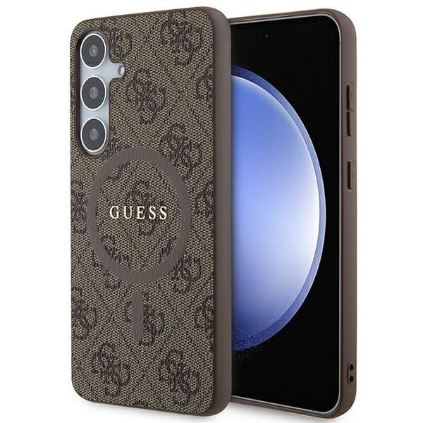 Guess GUHMS24MG4GFRW S24+ S926 brązowy/brown hardcase 4G Collection Leather Metal Logo MagSafe