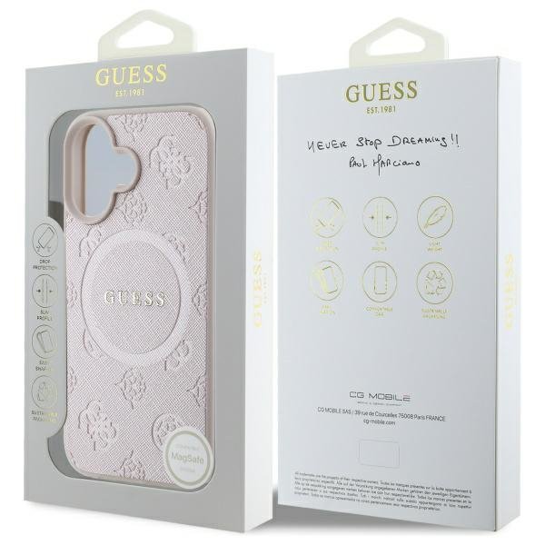 Guess GUHMP16SPSAPSMEP iPhone 16 6.1&quot; różowy/pink hardcase Saffiano Peony Classic Logo MagSafe