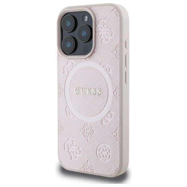 Guess GUHMP16XPSAPSMEP iPhone 16 Pro Max 6.9&quot; różowy/pink hardcase Saffiano Peony Classic Logo MagSafe