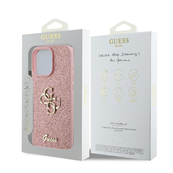 Guess GUHCP16LHG4SGP iPhone 16 Pro 6.3&quot; różowy/pink hardcase Fixed Glitter Big 4G