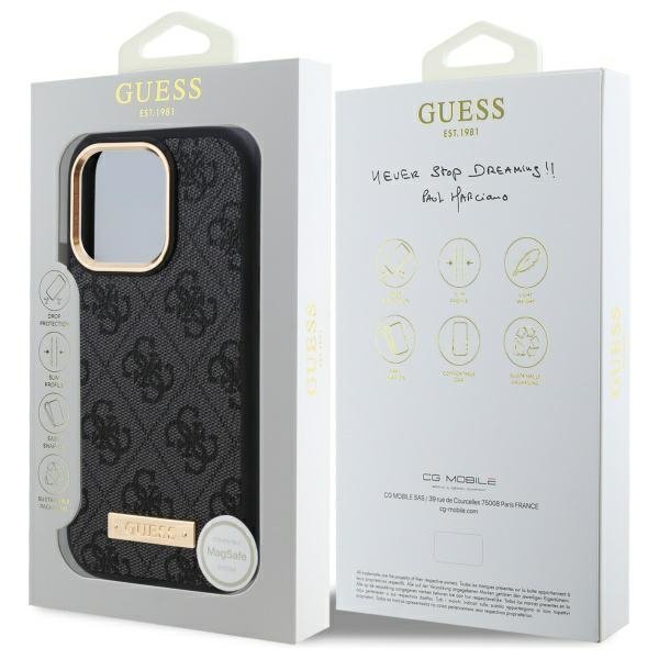 Guess GUHMP16LU4GPRK iPhone 16 Pro 6.3&quot; czarny/black hardcase 4G Logo Plate MagSafe