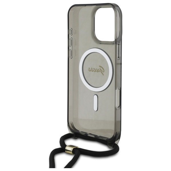 Guess GUHMP16XHCTSGNSK iPhone 16 Pro Max 6.9&quot; czarny/black hardcase Crossbody Cord Script MagSafe