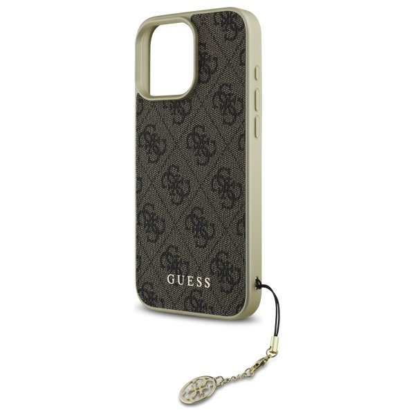 Guess GUHCP16LGF4GBR iPhone 16 Pro 6.3&quot;  brązowy/brown hardcase 4G Charms Collection