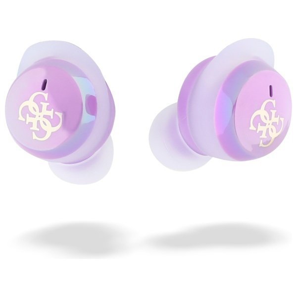 Guess słuchawki Bluetooth GUTWSJ144ESU   TWS + stacja dokująca fioletowy/purple Iridescent 4G Printed Logo