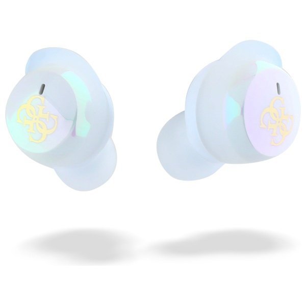 Guess słuchawki Bluetooth GUTWSJ144ESH   TWS + stacja dokująca biały/white Iridescent 4G Printed Logo