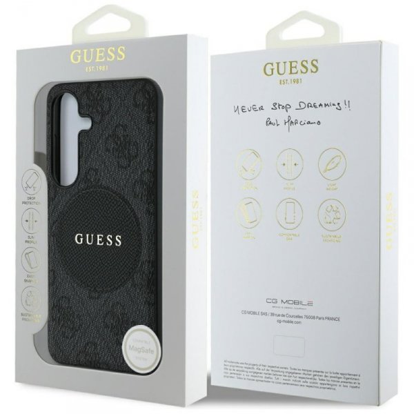 Etui Guess 4G Round Patch Classic Logo   MagSafe do Samsung Galaxy S25 czarny