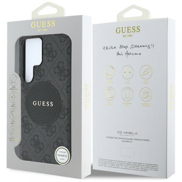 Etui Guess 4G Round Patch Classic Logo   MagSafe do Samsung Galaxy S25 Ultra czarny