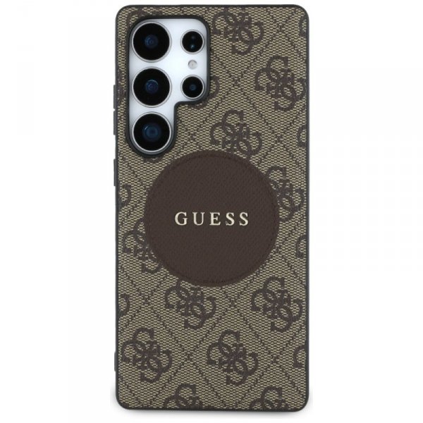Etui Guess 4G Round Patch Classic Logo   MagSafe do Samsung Galaxy S25 Ultra brązowy