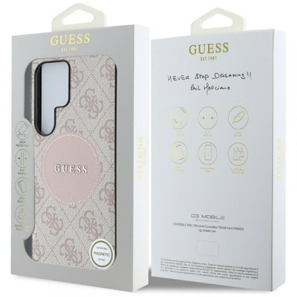 Etui Guess 4G Round Patch Classic Logo   MagSafe do Samsung Galaxy S25 Ultra różowy