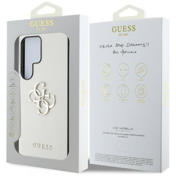 Etui Guess Grained Big 4G Logo Small     Classic Logo do Samsung Galaxy S25 Ultra beżowy