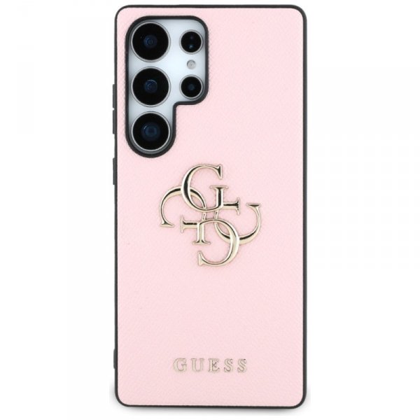 Etui Guess Grained Big 4G Logo Small     Classic Logo do Samsung Galaxy S25 Ultra różowy