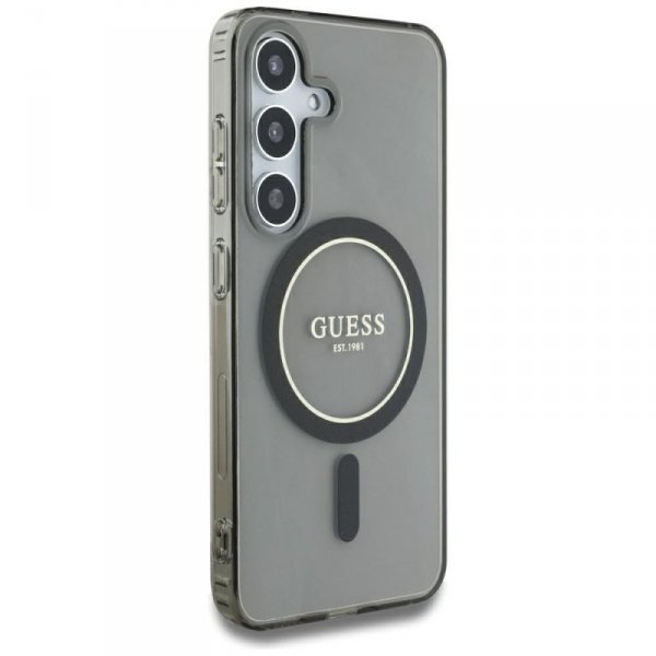 Etui Guess Glitter Circle Classic Logo   MagSafe do Samsung Galaxy S25 czarny
