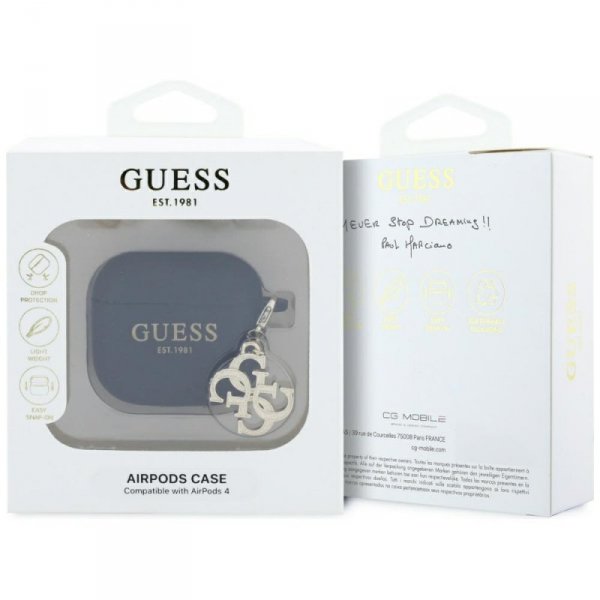 Guess GUA4LECG4K AirPods 4 cover         czarny/black Silicone 4G Charm