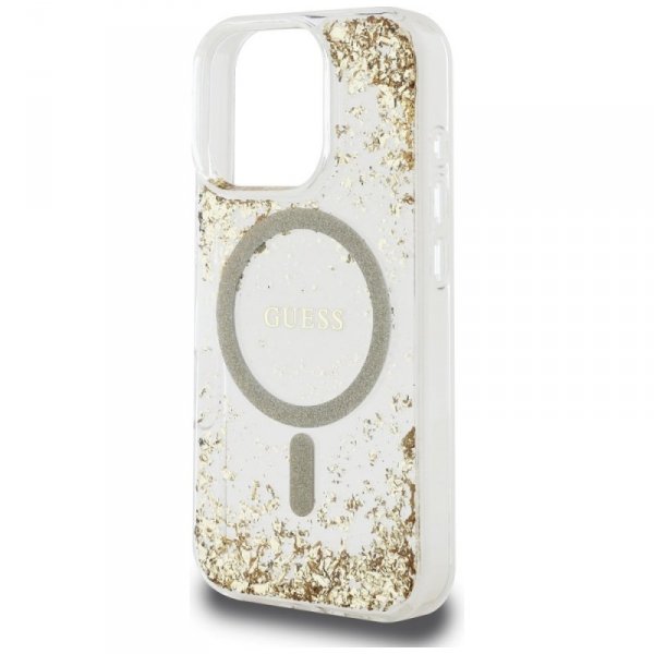 Etui Guess HC Resin Bottom Glitter do    iPhone 16 Pro Max MagSafe złoty