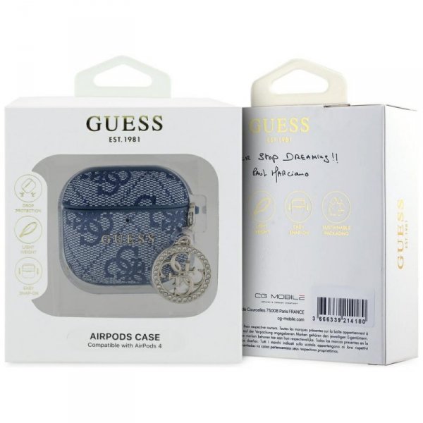 Etui Guess 4G Strass Charm do AirPods 4niebieski