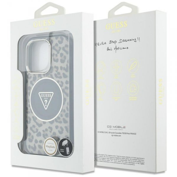 Etui Guess HC IML Leopard Triangle Cord  Strap do iPhone 16 Pro Max MagSafe brązowy