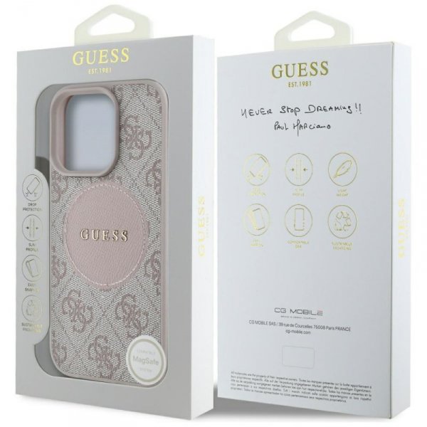 Etui Guess 4G Circle Classic Logo        MagSafe do iPhone 16 Pro różowy