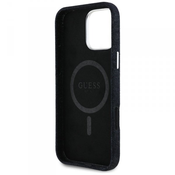 Etui Guess Denim Triangle Logo MagSafe   do iPhone 16 Pro czarny