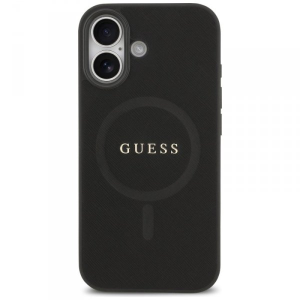 Etui Guess Saffiano Classic Logo MagSafe do iPhone 17 czarny