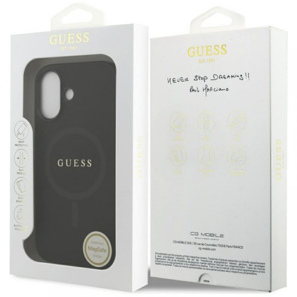 Etui Guess Saffiano Classic Logo MagSafe do iPhone 17 czarny