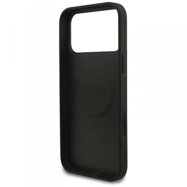 Etui Guess Saffiano Classic Logo MagSafe do iPhone 17 Pro Max czarny