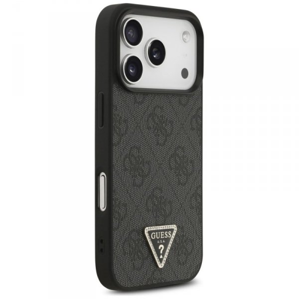 Etui Guess Leather 4G Triangle Strass    MagSafe do iPhone 17 Pro czarny