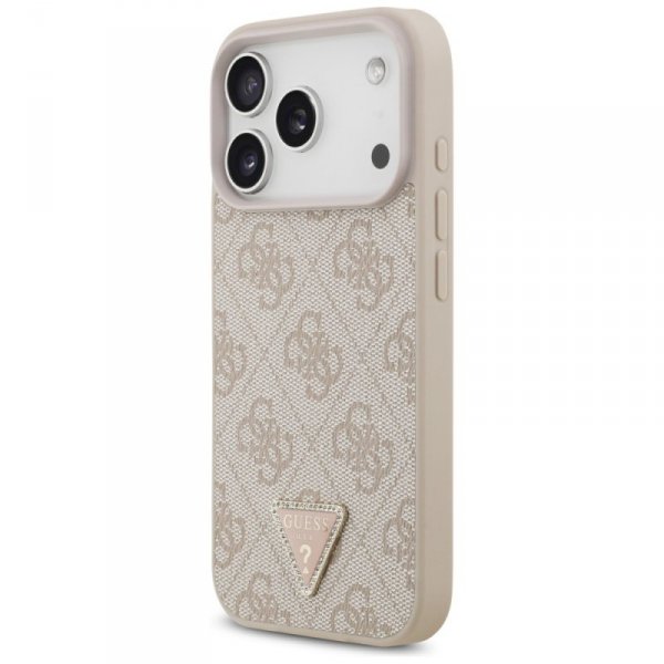 Etui Guess Leather 4G Triangle Strass    MagSafe do iPhone 17 Pro różowy