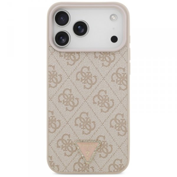 Etui Guess Leather 4G Triangle Strass    MagSafe do iPhone 17 Pro Max różowy