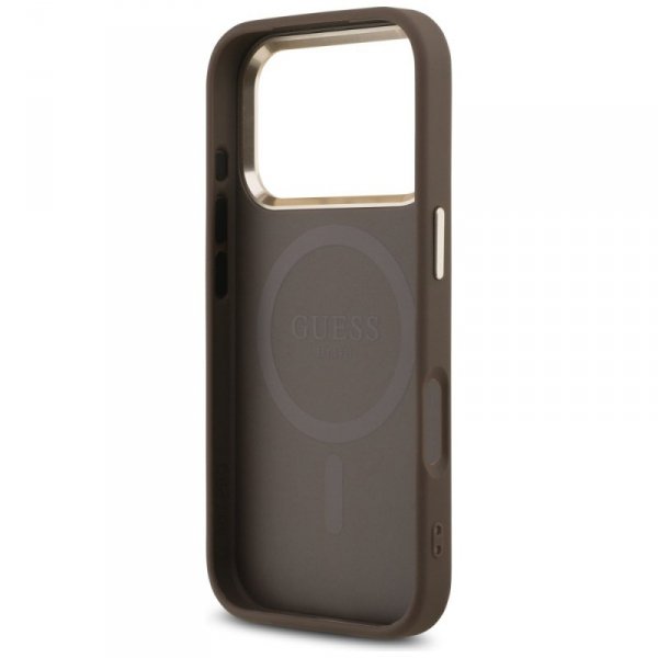 Etui Guess 4G Triangle Logo MagSafe do   iPhone 17 Pro brązowy złoty