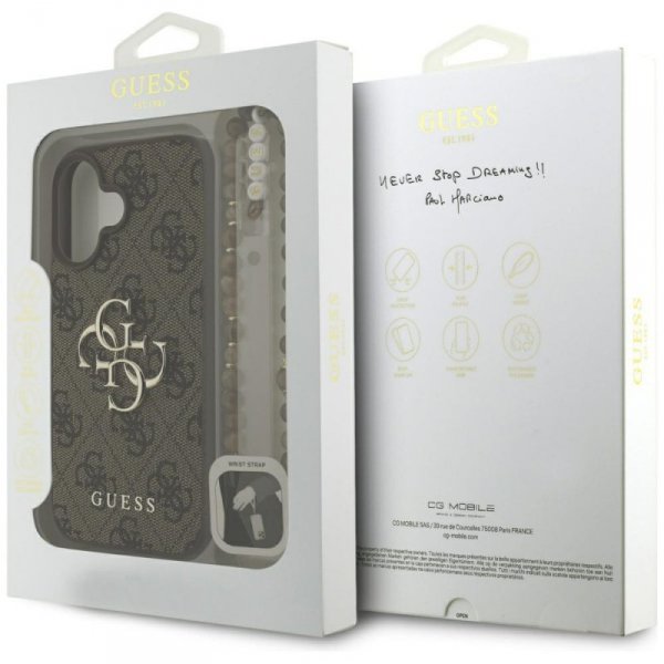 Etui Guess 4G Strap 4G Classic Logo do   iPhone 16 brązowy