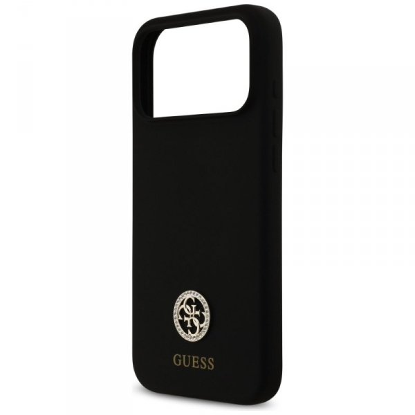 Etui Guess Silicone Logo Strass 4G       MagSafe do iPhone 17 Pro Max czarny