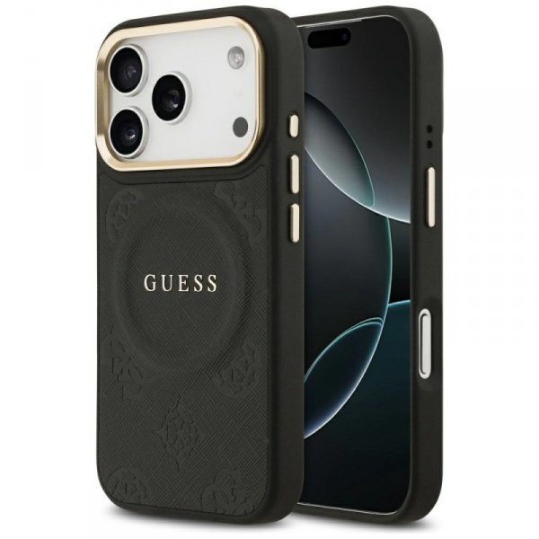 Etui Guess Peony Hot Stamp MagSafe do    iPhone 17 Pro czarny