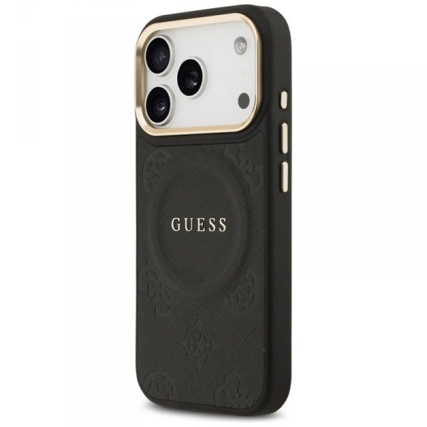 Etui Guess Peony Hot Stamp MagSafe do    iPhone 17 Pro czarny