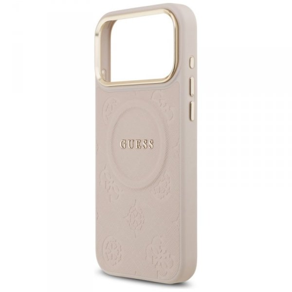 Etui Guess Peony Hot Stamp MagSafe do    iPhone 17 Pro Max różowy