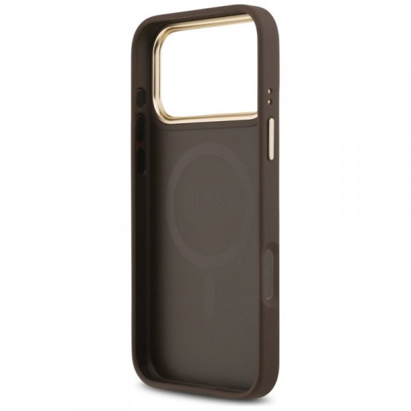 Etui Guess Peony Hot Stamp MagSafe do    iPhone 17 Pro Max brązowy