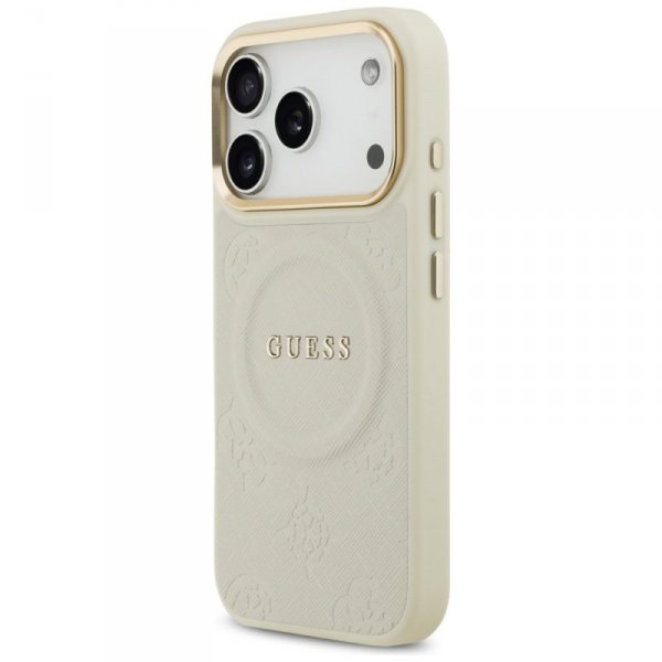 Etui Guess Peony Hot Stamp MagSafe do    iPhone 17 Pro beżowy