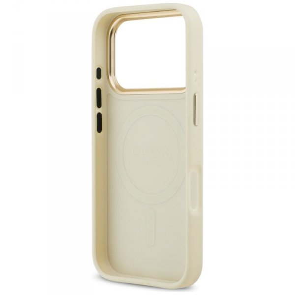 Etui Guess Peony Hot Stamp MagSafe do    iPhone 17 Pro beżowy
