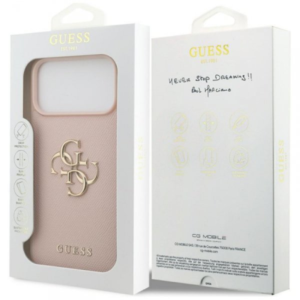 Etui Guess Grained Big 4G & Classic Logo do iPhone 17 Pro Max różowy