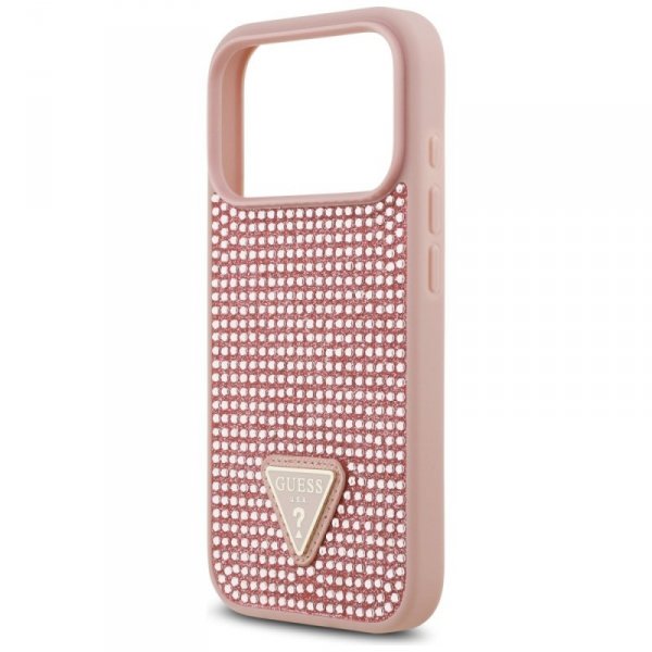 Etui Guess Rhinestone Triangle Logo do   iPhone 17 Pro różowy