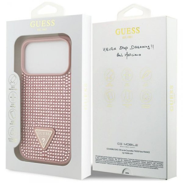 Etui Guess Rhinestone Triangle Logo do   iPhone 17 Pro różowy