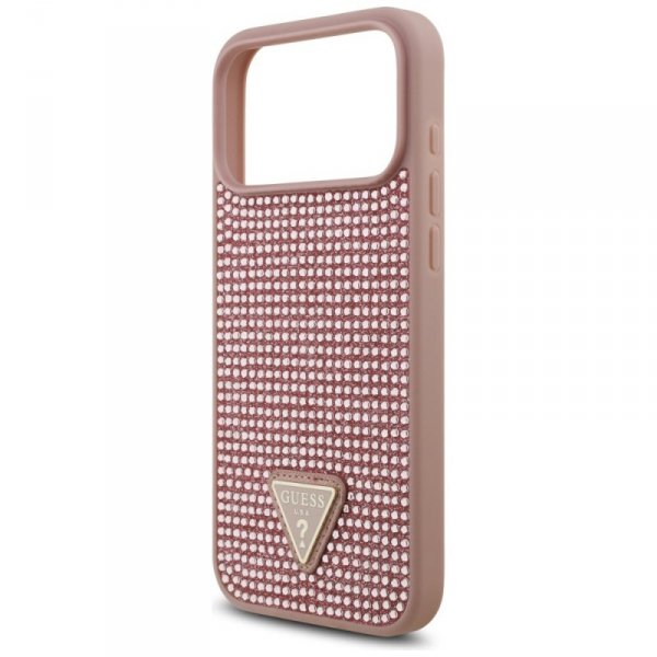 Etui Guess Rhinestone Triangle Logo do   iPhone 17 Pro Max różowy