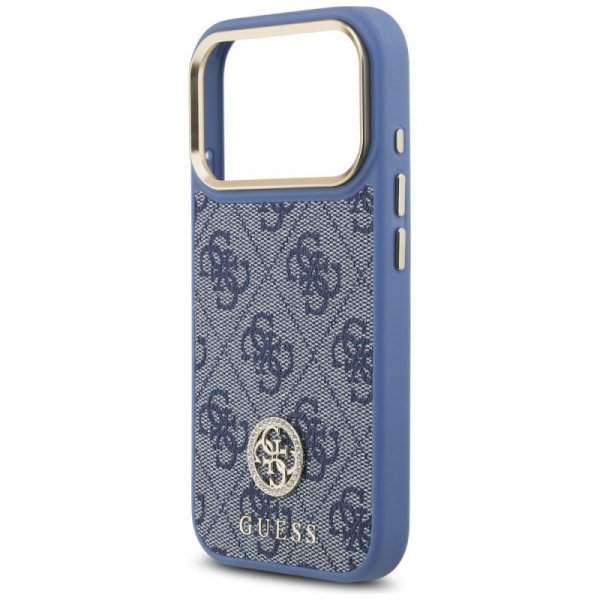 Etui Guess 4G Strass Logo MagSafe do     iPhone 17 Pro niebieski