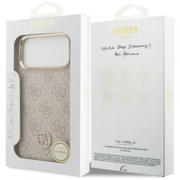 Etui Guess 4G Strass Logo MagSafe do     iPhone 17 Pro Max różowy