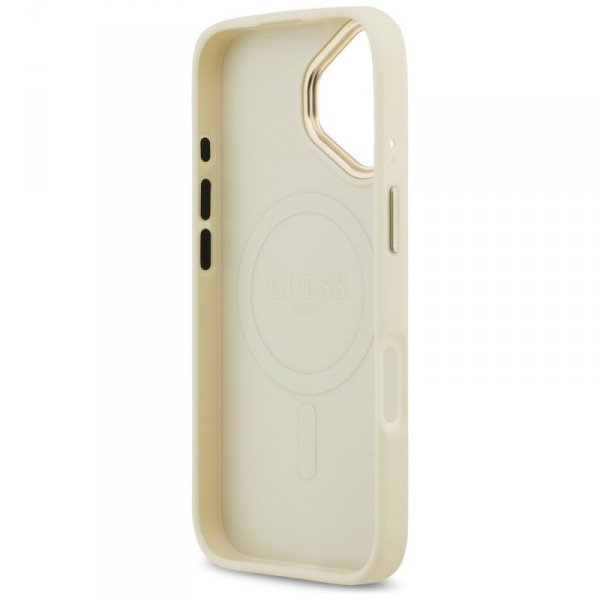 Etui Guess Grained Strass Logo MagSafe   do iPhone 17 beżowy