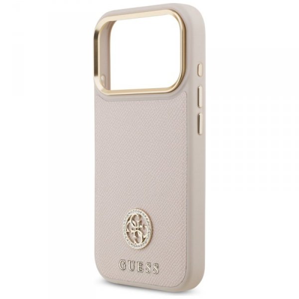 Etui Guess Grained Strass Logo MagSafe   do iPhone 17 Pro różowy