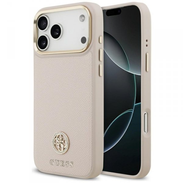 Etui Guess Grained Strass Logo MagSafe   do iPhone 17 Pro Max różowy
