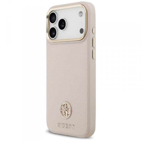 Etui Guess Grained Strass Logo MagSafe   do iPhone 17 Pro Max różowy