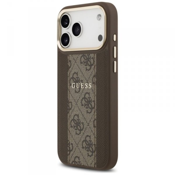 Etui Guess 4G Stripe MagSafe do iPhone   17 Pro Max brązowy