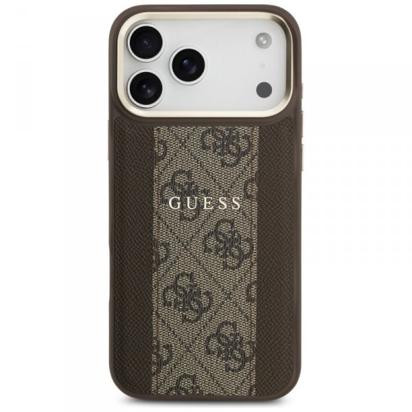 Etui Guess 4G Stripe MagSafe do iPhone   17 Pro Max brązowy